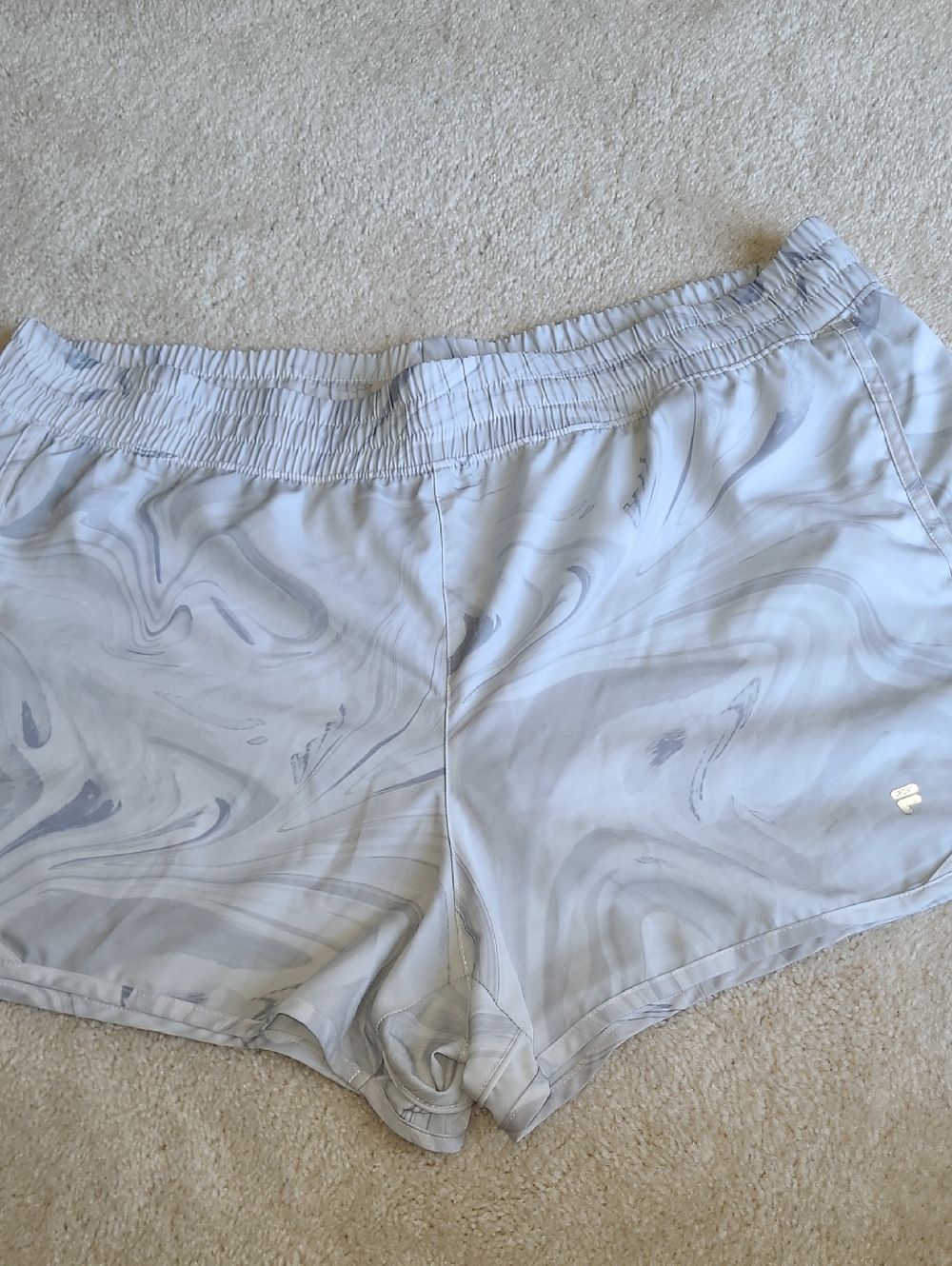 Fila Light Gray Marble-Print Women's Athletic Shorts